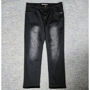 Born Primitive Jeans Mens 37x32 Washed Black Athletic Fit Ultra Stretch Denim